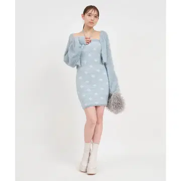 ROYALPARTY 라이트 블루 모헤어 혼방 긴팔 가디건