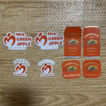 굿에일 x Mrs.GREEN APPLE 오리지널 스티커 8장 세트