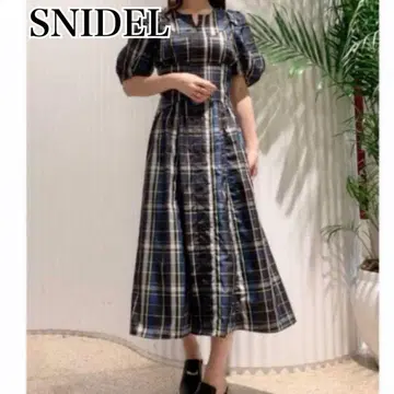 [ 새상품급 ] SNIDEL 원피스 체크 반팔 스커트 스나이델