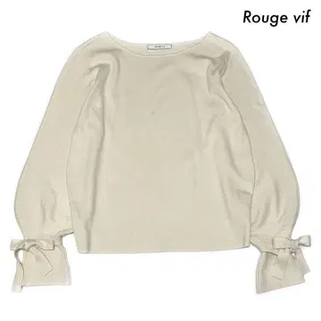 Rouge vif 루즈비프 긴팔 니트 소매 리본 보트넥