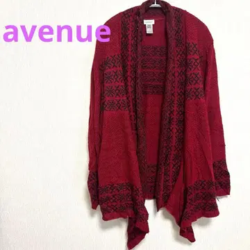 avenue 여성용 빨간색 가디건 22/24 기하학 패턴