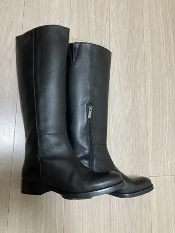 REMME 블랙 가죽 롱 부츠 사이드 지퍼