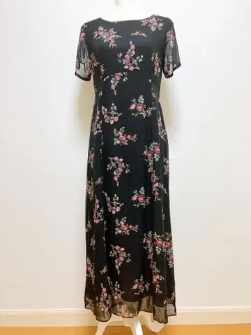 로라 애슐리 롱 원피스 반팔 꽃무늬 블랙 사이즈 M 새상품급