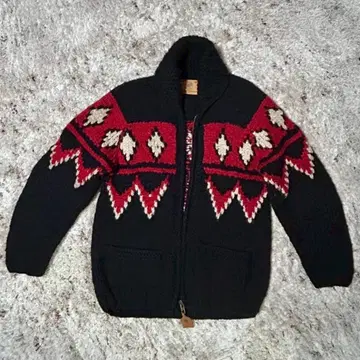 CANADIAN SWEATER 카나디안 스웨터 코위찬 니트 블랙 x 레드