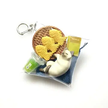 가챠 채운 파우치 고양이 네코 마네키 샤무 도미빵 세븐카페 미니어처