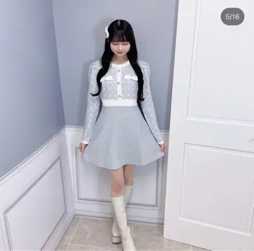 evelyn 모노그램 니트 원피스 아이스 그레이