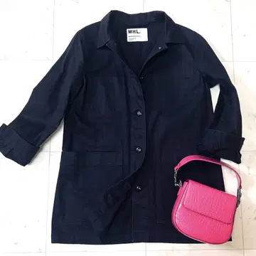 새상품급 MHL. 네이비 코튼 카라 부착 자켓 린넨 면 사이즈 I