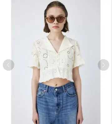 MOUSSY COTTON LACE 블라우스 반팔