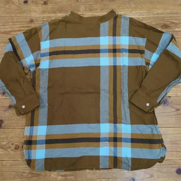 BEAMS BOY 빅 타탄 하이넥 셔츠 브라운