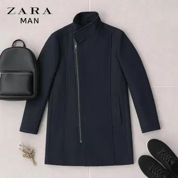 ZARA MAN 롱 코트 XL 사이즈 네이비 스탠드 카라