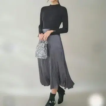 anysis 워셔블 오로라 새틴 콤비 원피스