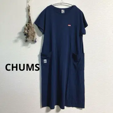 CHUMS 참스 티셔츠 롱 원피스 네이비 L 사이즈