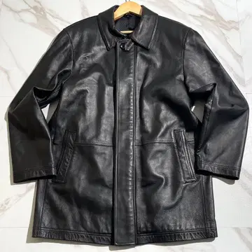 [ 미사용급 ] 복선상사 가죽 코트 양가죽 비익 미들 기장 블랙 M