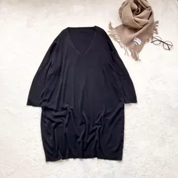 요건 레일 실크 린넨 니트 풀오버 튜닉 루즈핏
