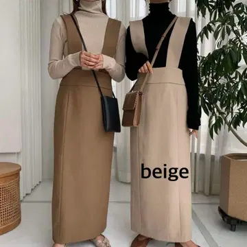 blate 베이지 허리 리본 포함 귀여운 점프 스커트