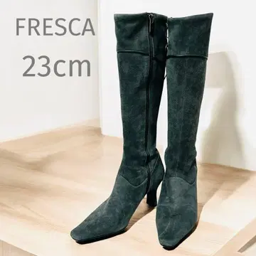 미사용 보관품 FRESCA 롱 부츠 스웨이드 그레이 23cm