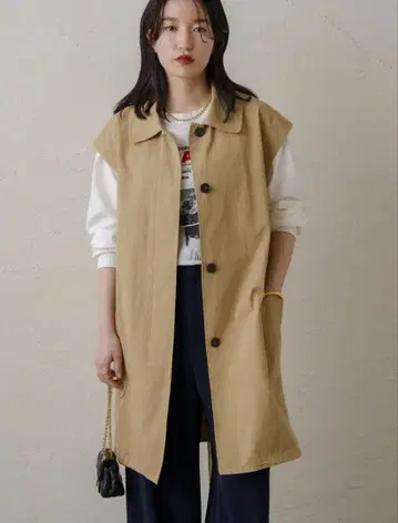 베이지 지레 트렌치 베스트 loungedress