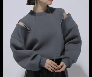 HARE 카타지퍼 숏 맨투맨 프리 사이즈 그레이