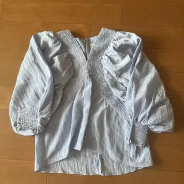 미사용 18,480엔 Margaux 빈티지 샤이니 셔링 블라우스