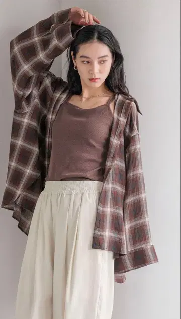 옴브레 체크 셔츠 레드