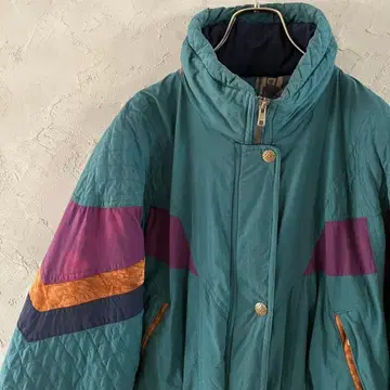 80s 빈티지 블루종 풀 집업 와이드 소매 개성있는 드로스트 LO7