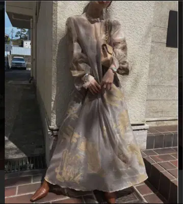 Ameri RUBBER PAINT ART SHEER DRESS 원피스