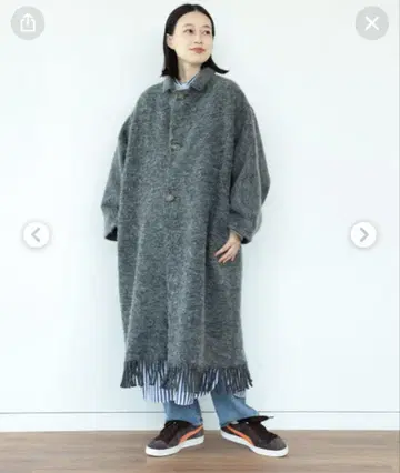 BEAMS BOY mapel 프린지 스텐카라 코트 그레이