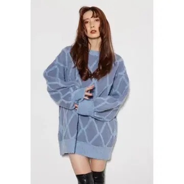 rienda 다이아 체크 오버 Knit TOP 새상품