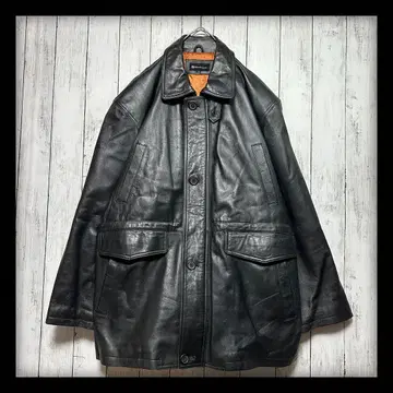 [ 램 가죽 레더 카코트 ] 블랙 부드러운 가죽 코트 남성용 M~L