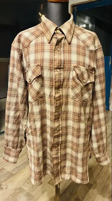 70s USA Pendleton 화이트 택 빈티지 브라운 계열 L 사이즈