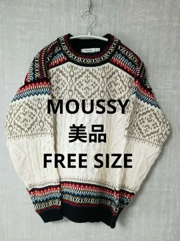 새상품급 MOUSSY 케이블 짜임 페어아일 패턴 니트 스웨터