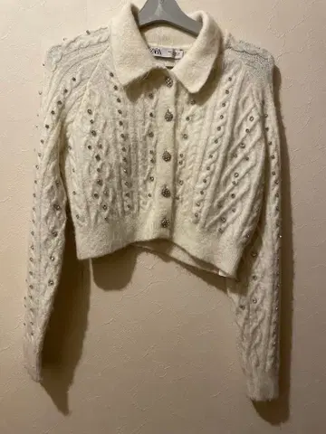 ZARA 비즈 크롭 니트 가디건