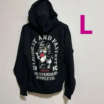 새상품 L 스컬 웍스 후드티 지퍼 블랙