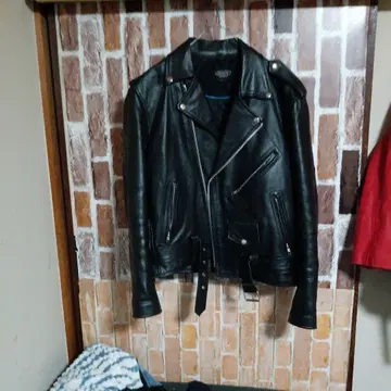 블랙 가죽 더블 라이더 자켓