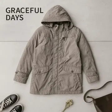 GRACEFUL DAYS 후드 부착 라이트 그레이 자켓 S
