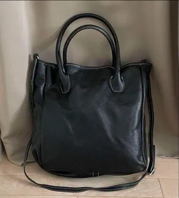 마르코 비안치니 천연 가죽 블랙 토트백