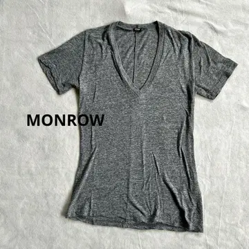 새상품급 MONROW 몬로 CLASSIC 깊은 V넥 티셔츠 그레이