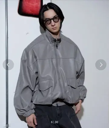 페이크 가죽 자켓 그레이