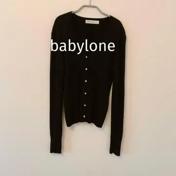 babylone 가디건 버튼 38 M 리브 크롭 블랙