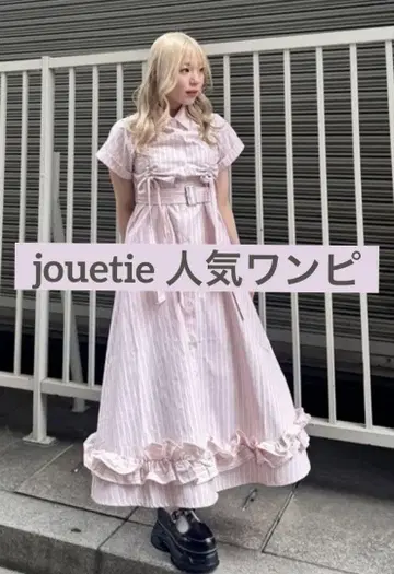 jouetie 개더 리본 원피스 핑크