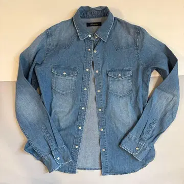 Loungedress 라운지 드레스 데님 블루 긴팔 셔츠 데미지 가공