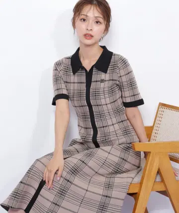 질 바이 질 스튜어트 빅 체크 니트 원피스