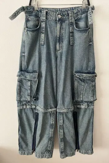 새상품급 ZARA 2WAY 카고 데님 팬츠 라이트 블루