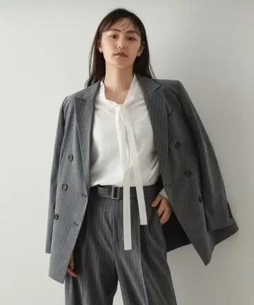 오파크 클립 워셔블 더블 테일러드 자켓 GRY