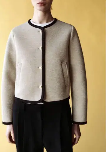 ZARA 파이핑 숏 자켓 노카라 자켓 XS