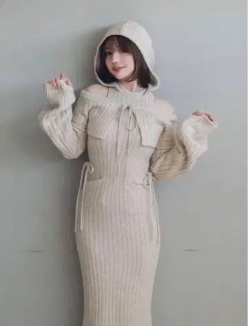 [ 새상품급 ] andmary 허그 니트 리본 가디건 & 원피스 아이보리