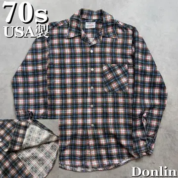 70s USA Donlin 프리넬 체크 셔츠 넬 빈티지