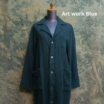 Art work Blue 린넨 90% 울 코트