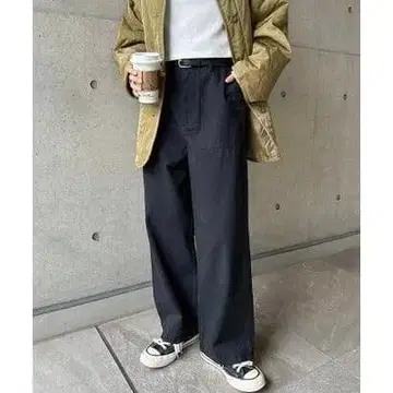 앤도미 블랙 카고 와이드 팬츠 네이비
