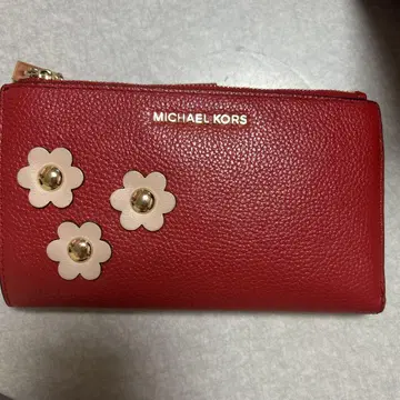 MICHAEL KORS 레드 장지갑 꽃 장식